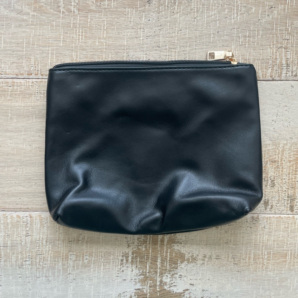 Antik Kraft Black Vegan Leather Cosmetic Bag Toiletries Pouch Travel Case